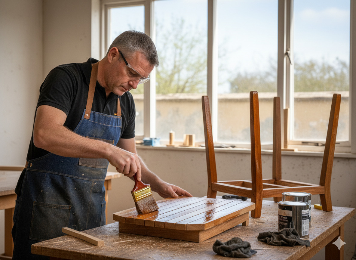 Expert refinishing and staining of wooden garden furniture