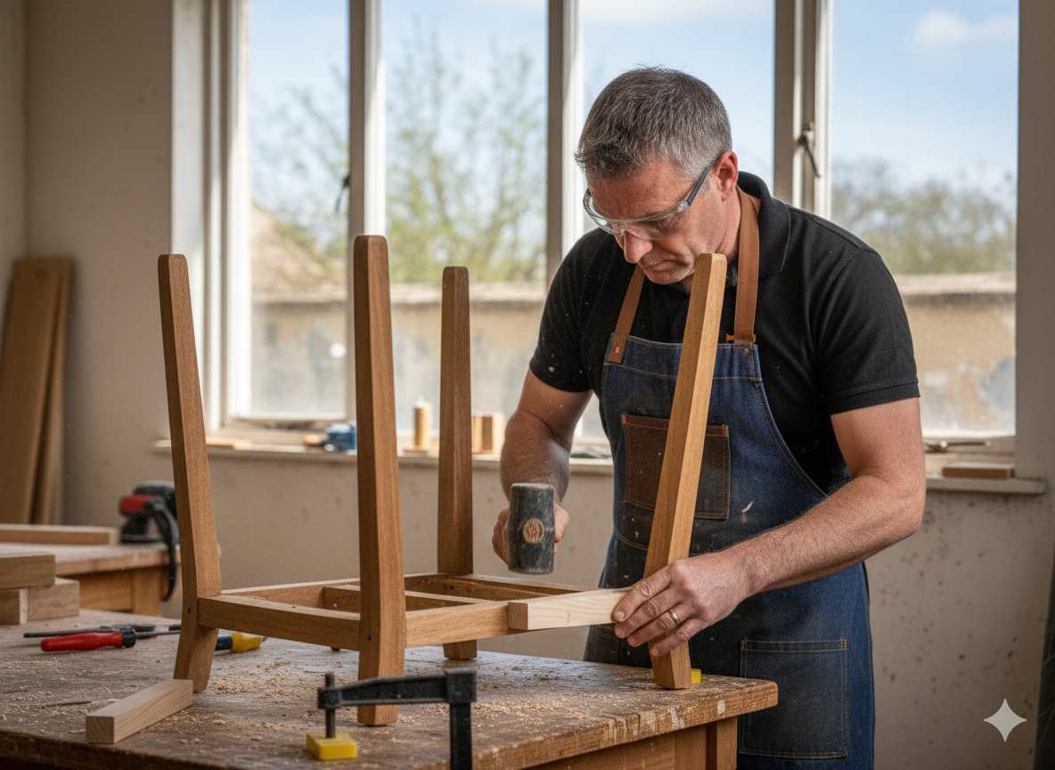 Professional structural repair of outdoor furniture frame